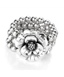 Silver Coloured Elastic Flower Bracelet