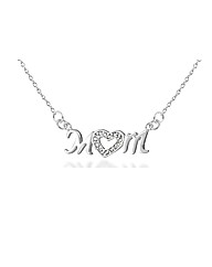 Sterling Silver and cz Heart Mum Necklet