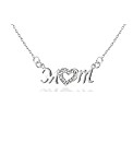 Sterling Silver and cz Heart Mum Necklet