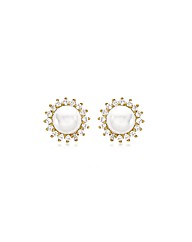 9ct Gold cz & Pearl Stud Earrings