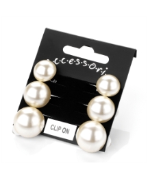 3 pairs of Faux Pearl Clip On Earrings