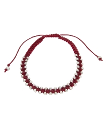 Sterling Silver & Fuschia Cord  Bracelet