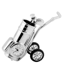 Miniature Clock Golf Trolley satin silv