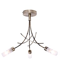 Bamboo Antique Brass 3 Ceiling Light