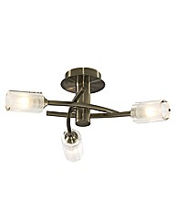 Octi 3 Light Antique Brass Ceiling Light