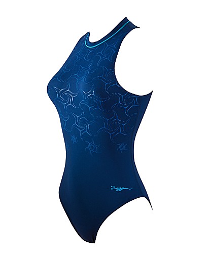 Costume Intero Donna Zoggs Cable Zipped Hi Neck - Eco-fabric Riciclato, Cloro Resistenti, UPF 50+