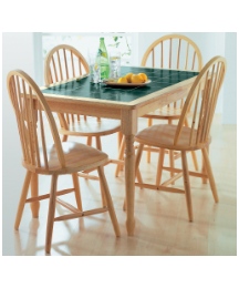 Farmhouse Tile Top Table  Four Chairs Dining Room Set - review